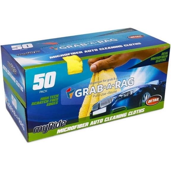 Grab•a•Rag Microfiber Cleaning Cloth, Soft Highly Absorbent Lint-Free Streak-Free Reusable Microfiber Towel Wipes for House, Kitchen, Bathroom, Car, Pack of 50
