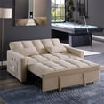 thumbnail image 4 of Devion Furniture Modern Velvet Sleeper Sofa with Cup Holder in Beige, 4 of 20