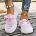 thumbnail image 4 of Zapatillas planas transpirables de malla tejida para mujer, zapatos casuales antideslizantes de moda para caminar, mocasines cómodos de suela suave sin cordones, zapatillas de tenis, 4 of 5