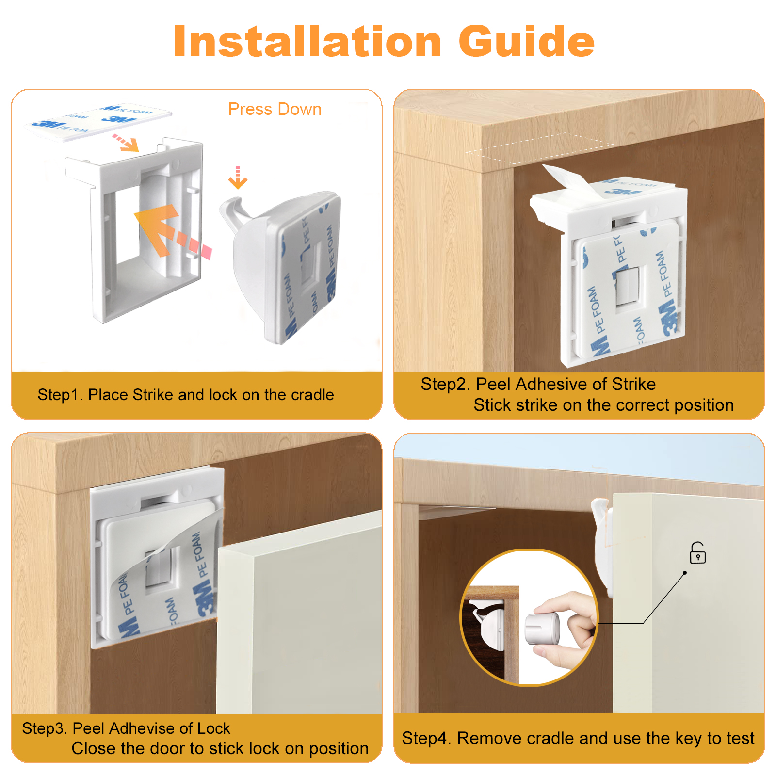 Magnetic Baby Proofing Cabinet Locks - Child Safety for Cabinets, Drawers & Cupboards - 16 Locks 3 Keys - No Drilling Easy Install