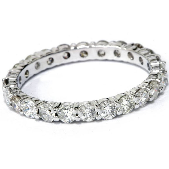 Pompeii Diamond Eternity Ring 1 Carat 14K White Gold SZ 6 Womens Stackable Wedding (VS,F)