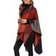 thumbnail image 2 of Capa tipo poncho tipo chal con bloques de colores para mujer, de talla grande, con abertura frontal, suéter largo de invierno, 2 of 5