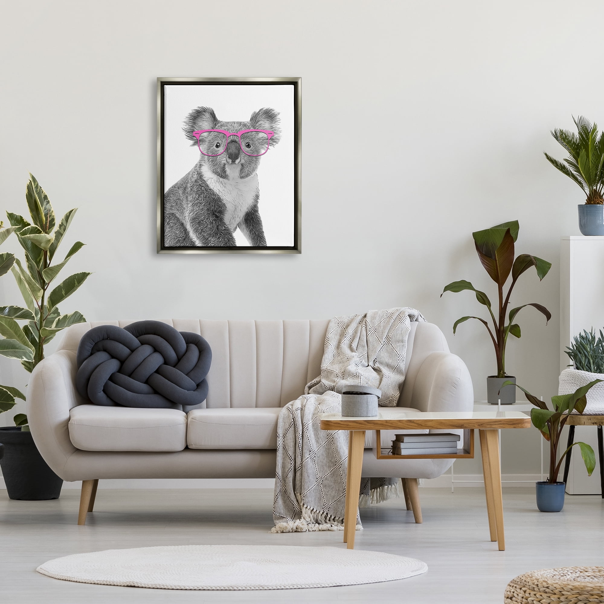 Stupell Industries Funny Koala Wildlife In Glasses Animals & Insects Painting Gray Floater Framed Art Print Wall Art