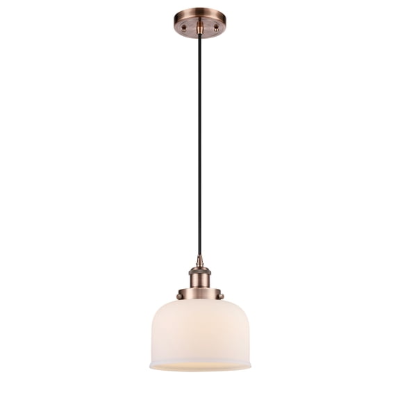 Innovations 916-1P-AC-G71-LED Large Bell 1 Light Mini Pendant part of the Ballston Collection, Antique Copper