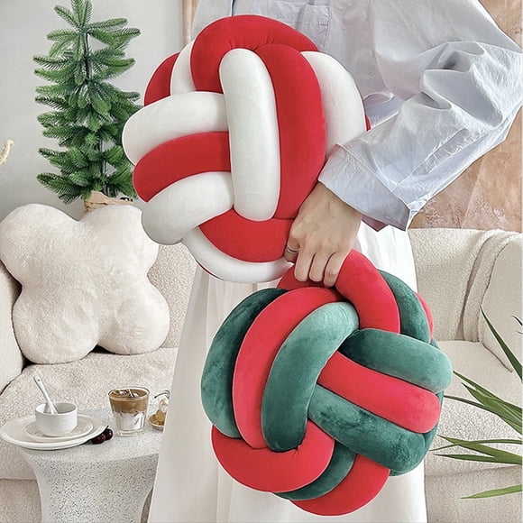 Cojín de Felpa Esférico en Forma de Nudo, Compañero de Sueño, Almohada Decorativa para Sofá, Almohada Tejida A Mano