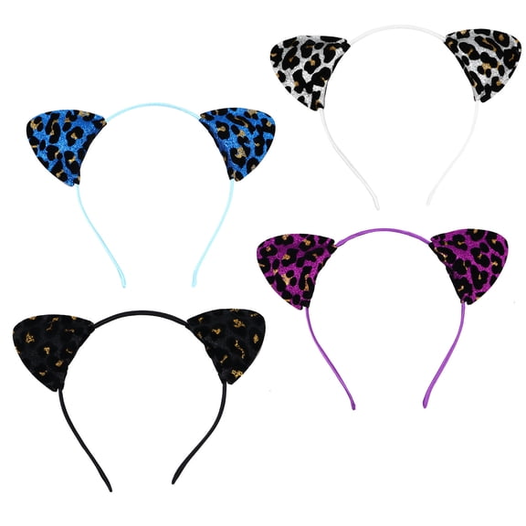 Supvox Girl Party Hairband Leopard Print Hair Band Assorted Color 4Pcs Masquerade Ball
