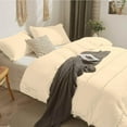 thumbnail image 3 of D.N.G. BEDDINGS 3 Piece Boho Chic Pom Pom Comforter, All Season Down Alternative Bedding Comforter with 2 Pillow Shams (Oversized Super King Size, Ivory) 800 Thread Count, Egyptian Cotton., 3 of 6