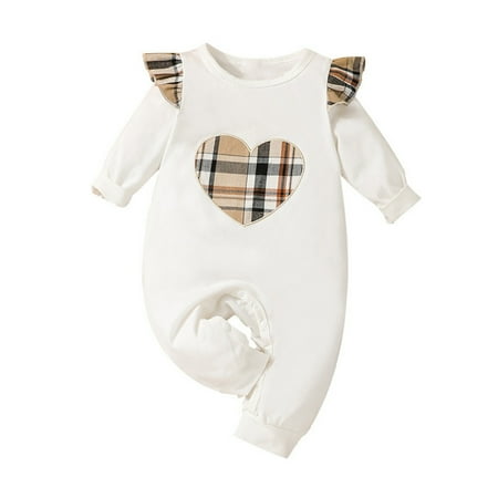 

Baby Girls Boys Plaid Autumn Long Sleeve Ruffle Romper Jumpsuit Clothes