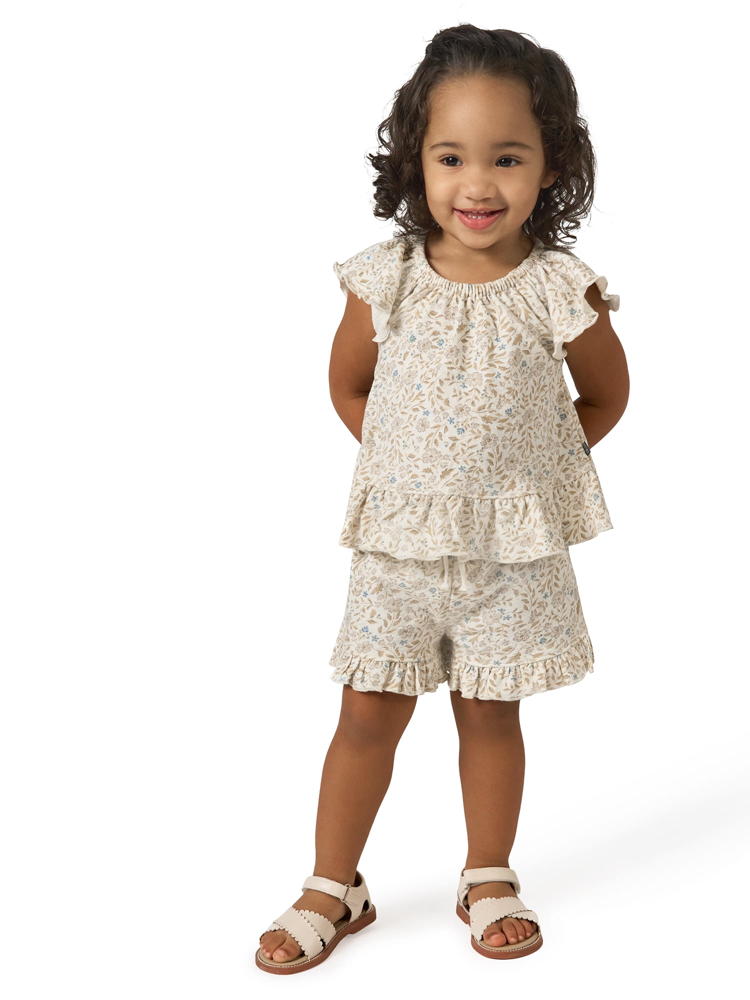 Modern Moments by Gerber Baby and Toddler Girl Organic Shorts with Ruffle Trim, Sizes 0/3 Months - 5T