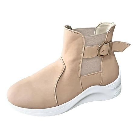 

BELLZELY Womens Shoes Sandals Clearance Women s Western Shoes Buckle Strap Ladies Casual Ankle Boots Retro Slip On Pointed Shoes