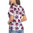 thumbnail image 3 of Xecao Tulips Flowers for Women's V-Neck T-Shirts-Elegant Half-Sleeve Tops Perfect for Summer-Medium, 3 of 5