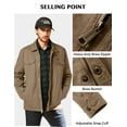 thumbnail image 6 of WenVen Men's Big and Tall Spring Jacket Lightweight Cotton Coat Khaki 2XL, 6 of 7