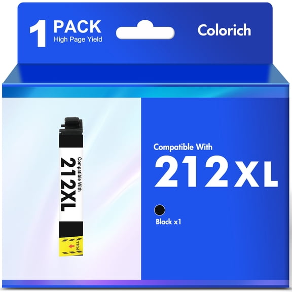 1-Pack 212XL Ink Cartridges Compatible for Epson 212 212XL Printer Ink for WorkForce WF-2850 WF-2830 Expression Home XP-4100 XP-4105 (Black)