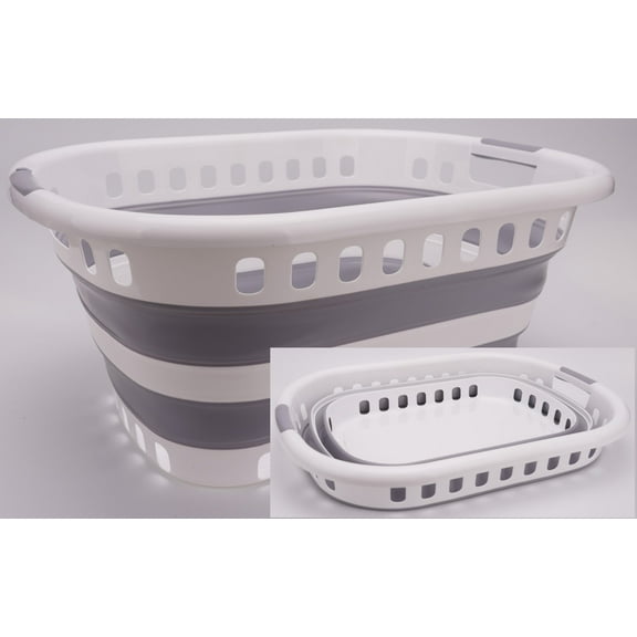 42L ( 11 Gallons)Collapsible Plastic Laundry Basket - Foldable Pop-Up Storage Hamper