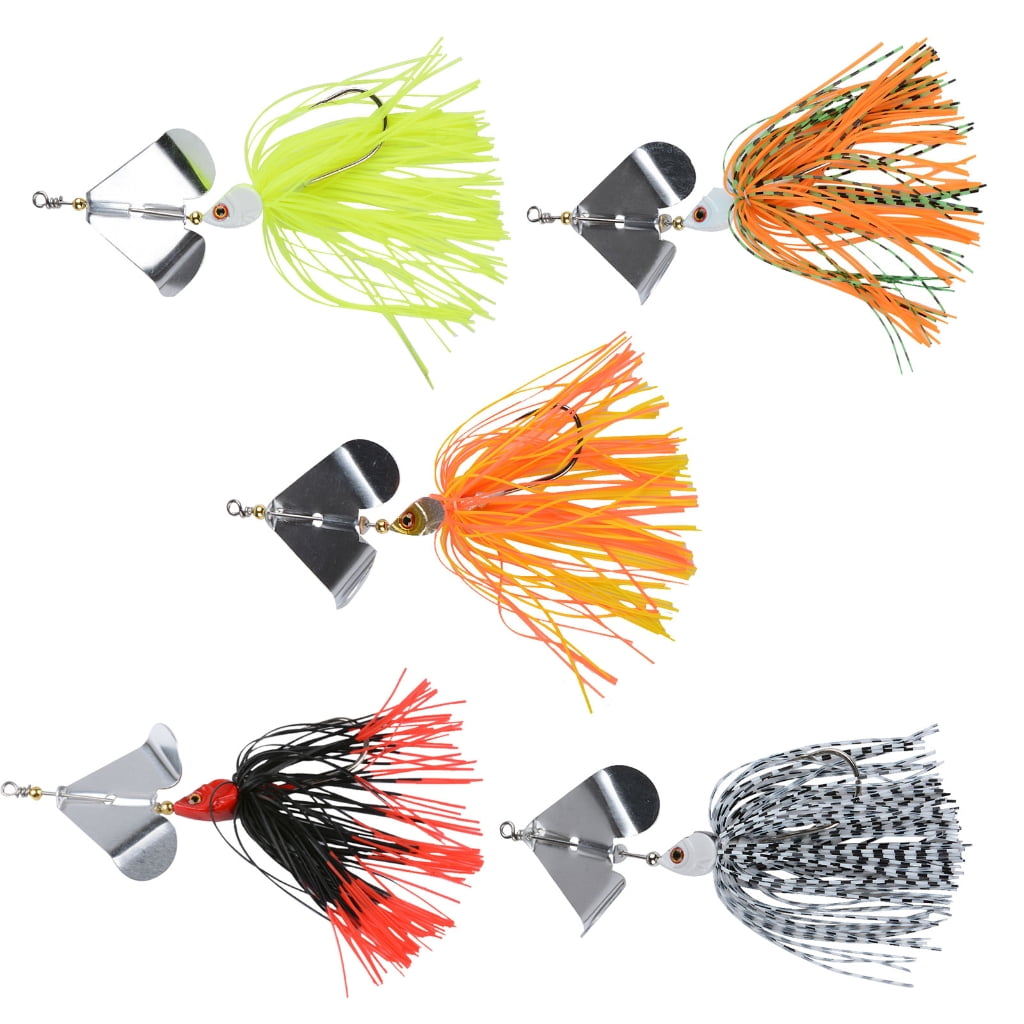 7829 5Pcs Spinnerbait Fishing Lures Bass Fishing Jig Lures Topwater Fishing Lures