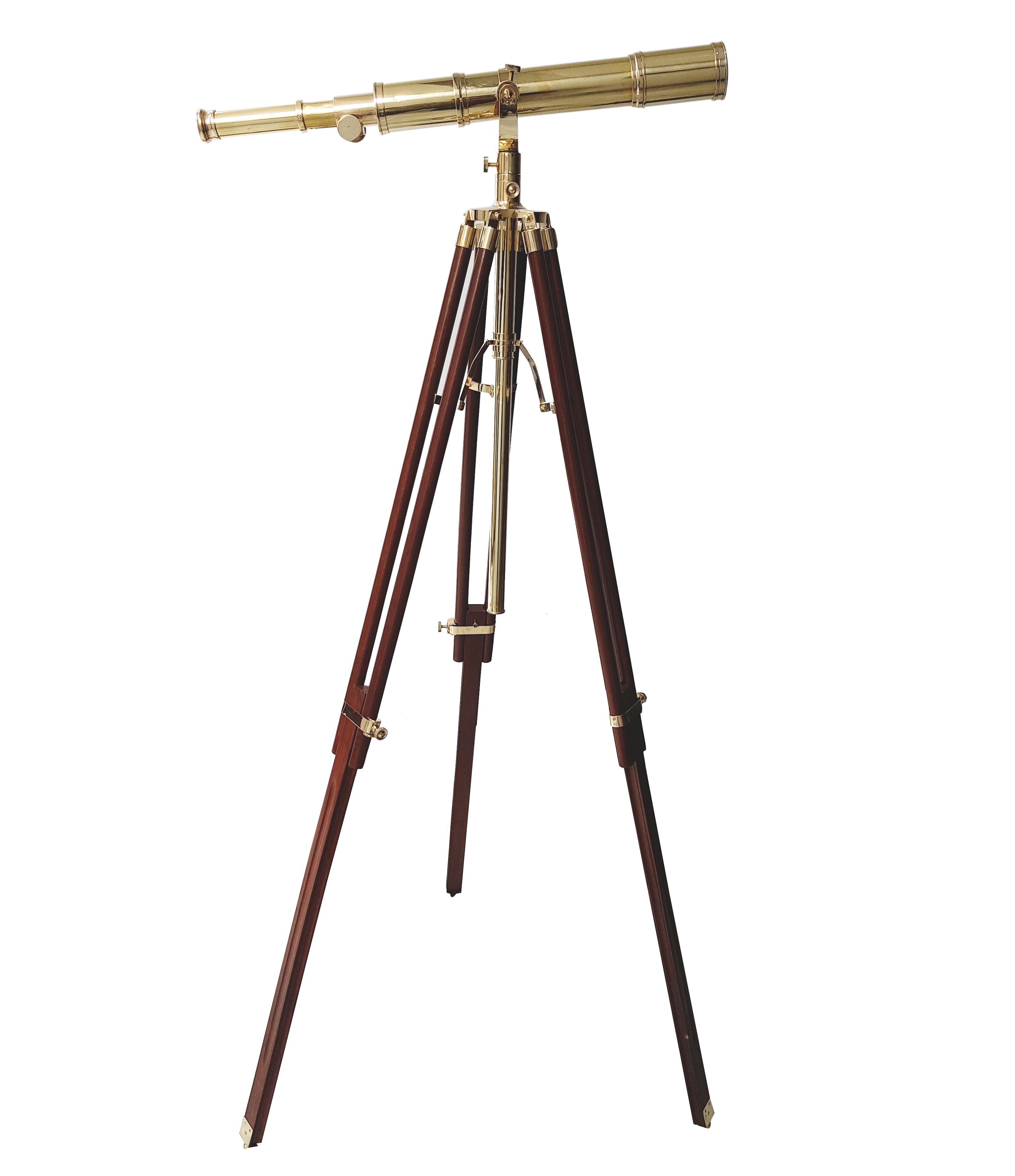 Royal Vintage Telescope Brown Tripod Solid Wood Retro Brass Telescope