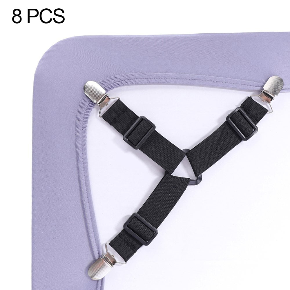 8 Pc Triangle Bed Sheet Straps Grippers Fasteners Metal Clasp Elastic —  AllTopBargains