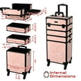 thumbnail image 4 of Byootique Rolling Makeup Train Case Trolley w/ Cube Case Cosmetic Organizer Pink, 4 of 9