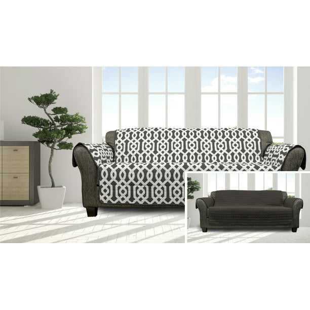 Ashmont Geometric Reversible Waterproof Sofa Cover in Grey Walmart