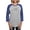 Heather/Blue, variant on - Delta Sigma Phi Grayscale Stacked Logo Long Sleeve T Shirt - Womens Baseball Tee