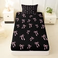 thumbnail image 3 of Erosebridal Ribbon Bow Twin Sheet Sets For Girls Teens,Pink Girly Bowknot Bedding 3-Piece, 3 of 6