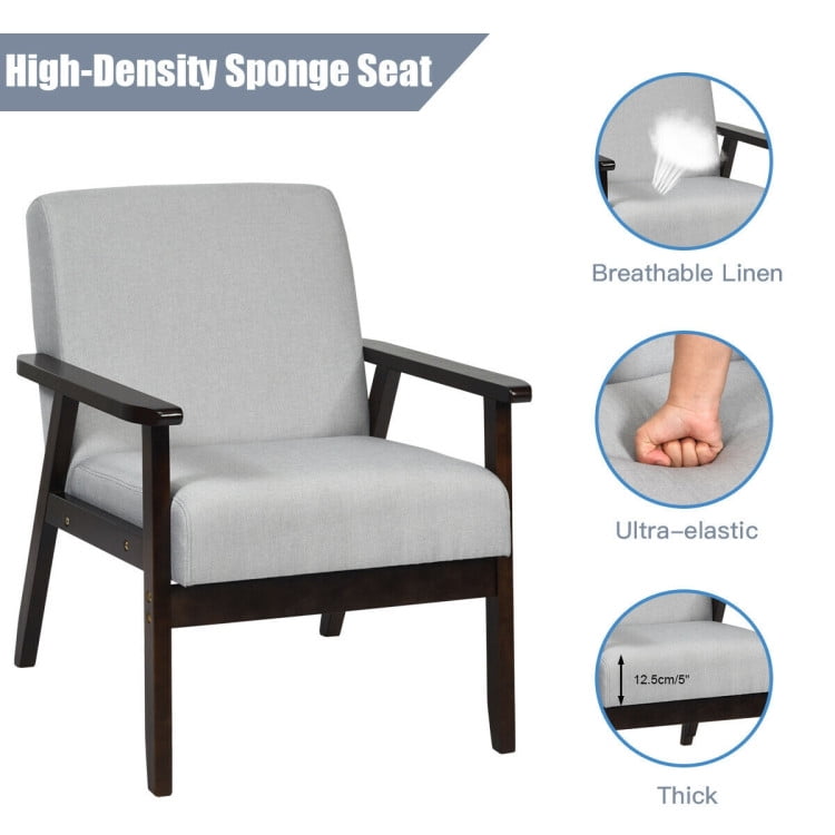 Finihen Mid-Century Modern Accent Chair, Retro Fabric Armchair, Solid Rubber Wood Fabric Accent Armchair, for Living Room, Light Gray Finihen Mid-Century Modern Accent Chair, Retro Fabric Armchair, Solid Rubber Wood Fabric Accent Armchair, for Living Room, Light Gray
