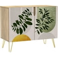 thumbnail image 3 of PixonSign Sideboard Buffet Cabinet, Kitchen Storage Cabinet with 2 Doors, Mid-Century Forest Plant Leaf Pattern, Cupboard Console Table for Dining Room - 35" L x 18" W x 29" H, 3 of 5
