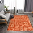 thumbnail image 2 of DouZhe Tapis de Style Mexicain Aztèque à Rayures Orange, Tapis de Sol Antidérapant Lavable en Machine, Style Paillasson, 63x48 Pouces, 2 of 6