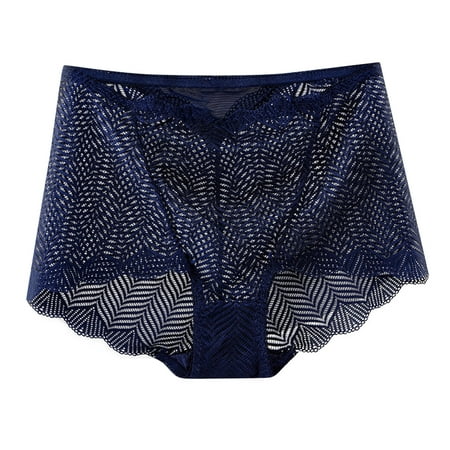 Bigersell Womens Long Underwear Clearance Cotton Underwear Bikini Panty Style P-1680 Polyester Cheeky Panties Seamless Underwear Ladies Thong Briefs High Waist Women s Panties Blue XL
