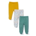 thumbnail image 6 of Spasilk Baby 3 Pack Cotton Pull On Footed Pants, Green Rainforest, 6 Months, 6 of 7