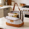 thumbnail image 4 of Bolsa Térmica para El Almuerzo a Cuadros con Forro de Papel de Aluminio Reforzado: Bolsa de Mano de Gran Capacidad para El Trabajo, La Escuela, Picnics y Viajes; Bolsa Térmica Portátil Tipo Bento par, 4 of 7