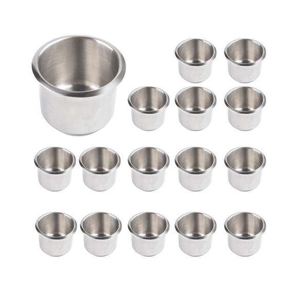 16Pcs Universal Marine Boat Cup Holder 68X55mm Stainless Steel Drop in Drink Cup Holder for Poker Table Couch