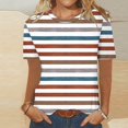 thumbnail image 2 of Liquidation d'Été! T-Shirt Rayé Femme WRKEKC, T-Shirt Décontracté Mode Imprimé Femme Col Rond Manches Courtes, 2 of 4