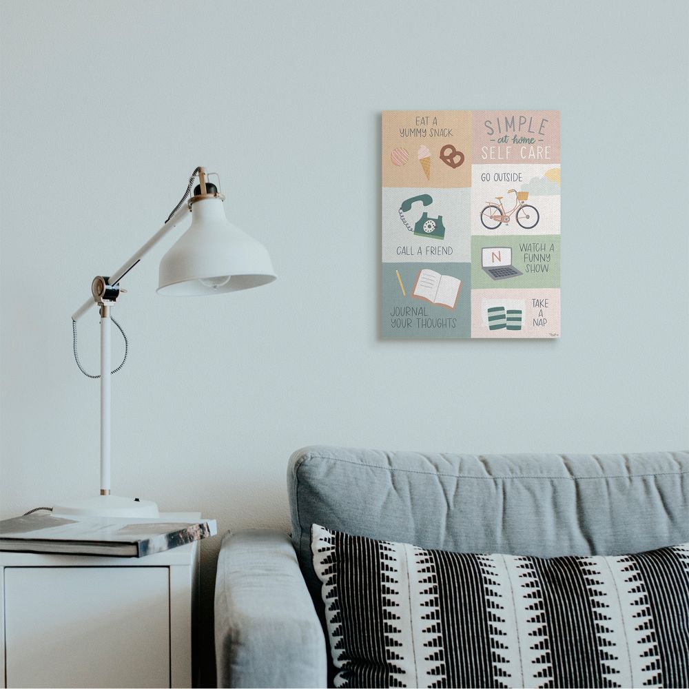 Stupell Industries Simple Home Self Care Advice Stay Positive Design Canvas Wall Art Design by Gigi Louise, 16" x 20"