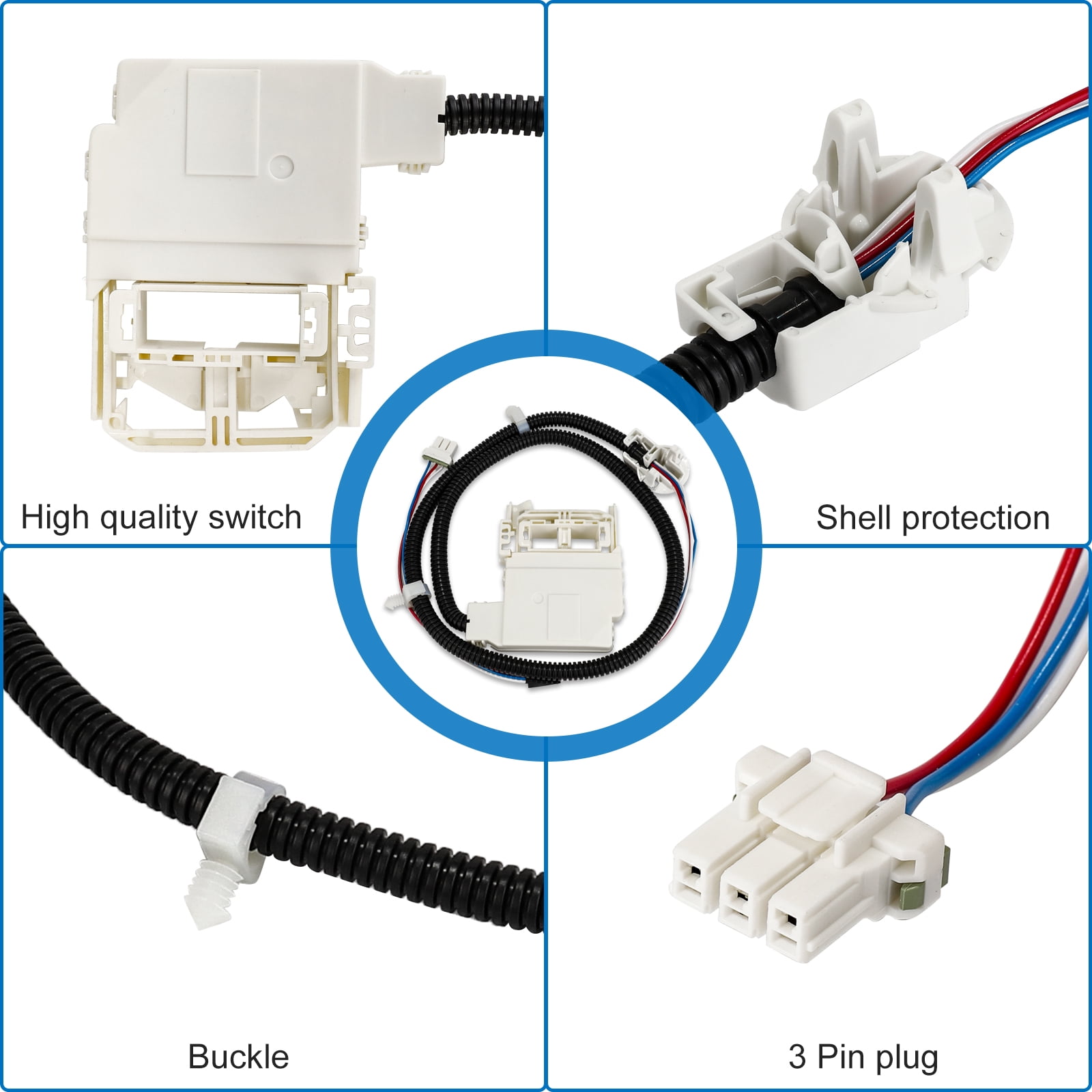 3mirrors WH08X32657 Washer Lid Switch with Wire Harness for GE Washing Machines Replacement Parts Compatible with Most Ge Washer Lid Lock Switch Replace