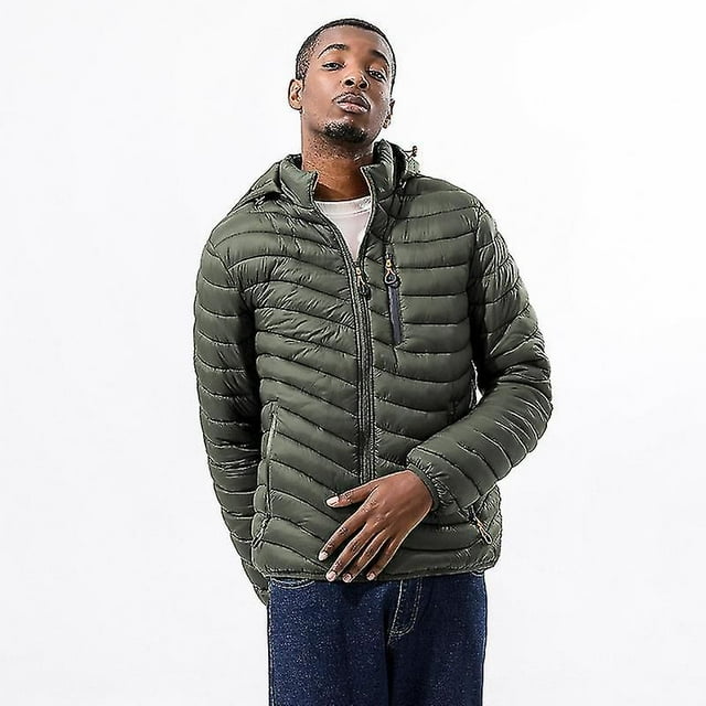 Down Jacket Lightweight Padded Jacket Men's Warm Padded Jacket Removable Hood Padded Jacket