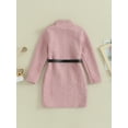 thumbnail image 4 of Liacowi Little Girl Long Sleeve Sweater Dress Kids Solid Color High Waist Knitted Cable Dress Toddler Long Sleeve Mock Neck Loose Sweater Dresses with Belt 4T-7T, 4 of 8