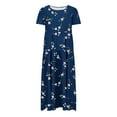 thumbnail image 4 of gljltg Women's Casual Flower Print Tiered Maxi Dress with Pockets, Polyester Spandex Lightweight Breathable Summer Winter, Beach Travel Work Party Outfit, Easy Care Washable, 4 of 6