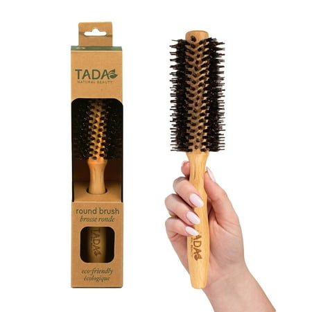 TADA Beauty Round Bamboo Hair Brush with Soft Bristles for Blow Drying and Styling
