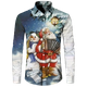 thumbnail image 1 of Camisa hawaiana con tema navideño de Papá Noel para hombre, Tops informales Vintage, ropa de manga larga con estampado de flores en 3d, vacaciones Y2k, 1 of 4