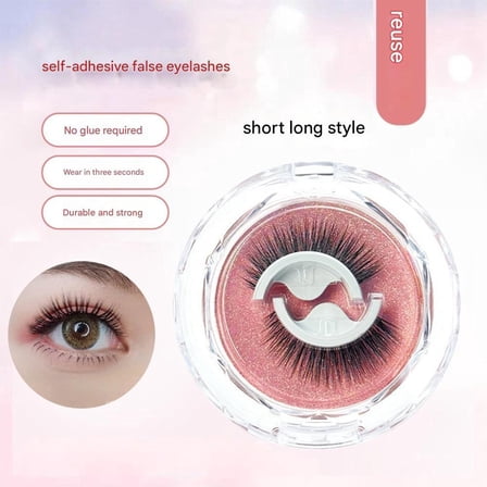 Reusable Self Adhesive Short to Long Black False Eyelashes 1 Pair