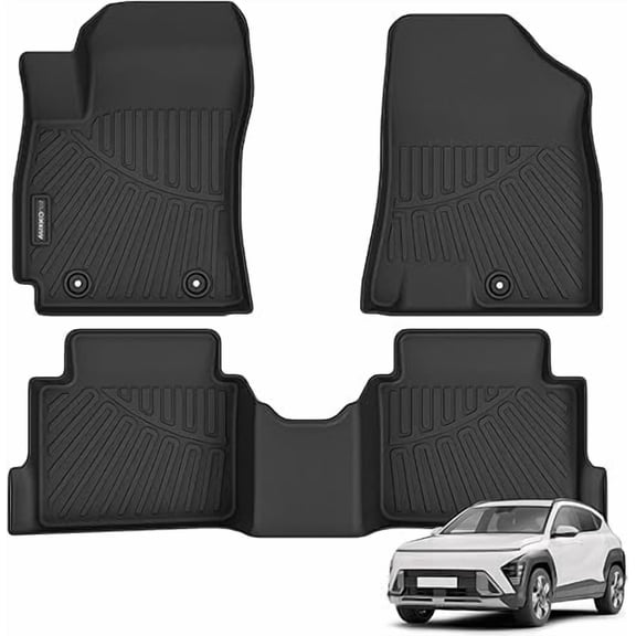 All Weather Floor Mats Fit for Hyundai Kona 2024 2025(Only Gas) TPE Rubber Liners Kona 2024 2025 Accessories Set All Season Guard Odorless Anti-Slip Floor Mats Black