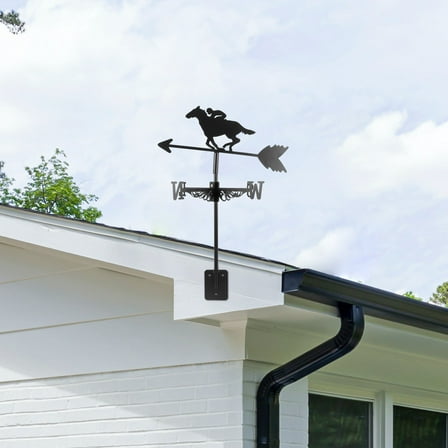FOMIYES Metal Weather Vane Black Zinc Alloy Horse Racing Shape for Yard Ornament 1Pcs 18.9X11X11in