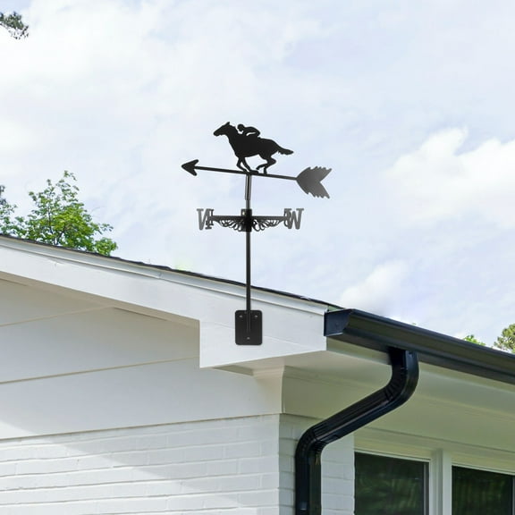 FOMIYES Metal Weather Vane Black Zinc Alloy Horse Racing Shape for Yard Ornament 1Pcs 18.9X11X11in
