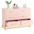 thumbnail image 5 of KATIDAP Bedroom Dresser with 6 Drawers, Wooden Dresser for Entryway, Wide Storage Cabinet for Living Room, Pink, 5 of 8