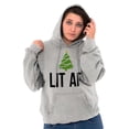 thumbnail image 2 of Festive Holiday Christmas Tree Lit AF Unisex Plus Fleece Graphic Hoodie Brisco Brands 2X, 2 of 3