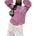 thumbnail image 1 of Chandail Surdimensionné Ajouré pour Femmes à Manches Longues, Impression Croisée, Chandails Punk Déchirés, Haut Gothique Tricoté, Mode Urbaine, 1 of 7