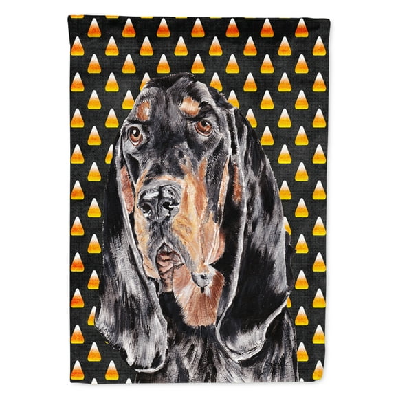 Coonhound Halloween Candy Corn Garden Flag