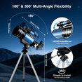 thumbnail image 4 of 70mm Refractor Telescope for Kids and Beginners, 300mm Focal Length with Eyepieces, Barlow Lenses, Short Tripod and DIY Stickers, 4 of 10