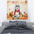 thumbnail image 3 of Happy Thanksgiving Siberian Husky with Turkey Pumpkins Autumn Vibes Tapestry Husky Dog Lover Gifts Wall Hanging Backdrop Home Decor - 12018, 3 of 5